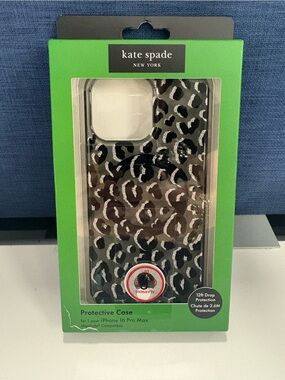 kate spade Leopard Print iPhone Case in Black and Silver  16 Pro max